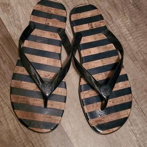 Michael Kors striped navy and cork sandals